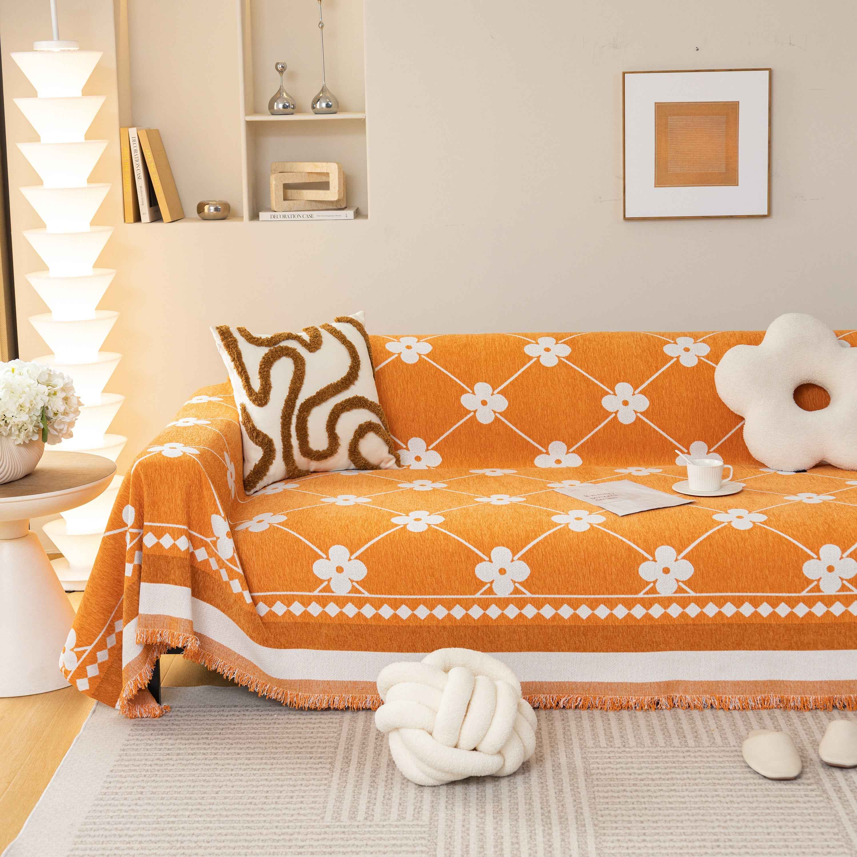 Comfy Four-Leaf Clover Hope Faith Love Luck Blanket for Couch, Chenille Scratch Proof Sofa Blanket Covers