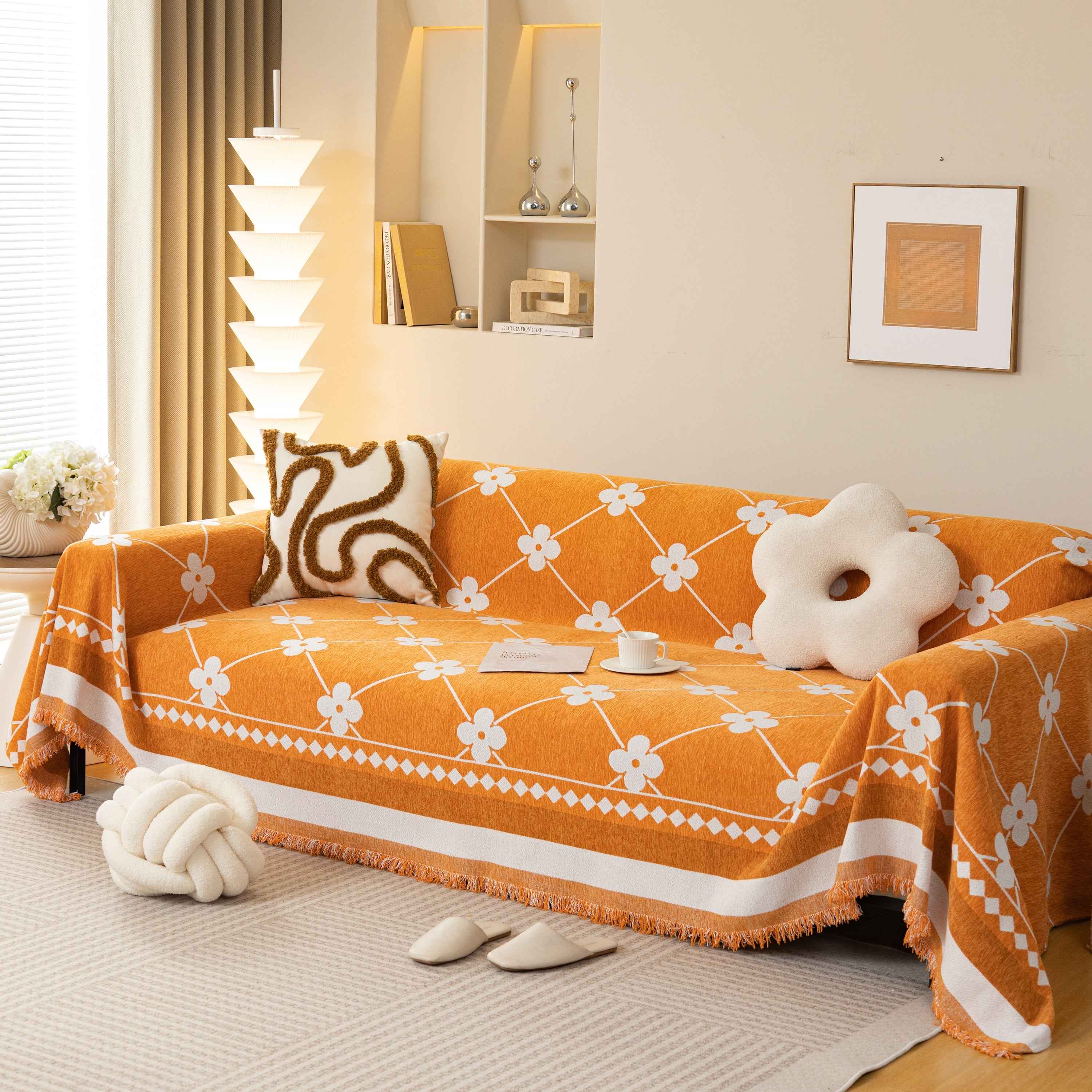 Comfy Four-Leaf Clover Hope Faith Love Luck Blanket for Couch, Chenille Scratch Proof Sofa Blanket Covers