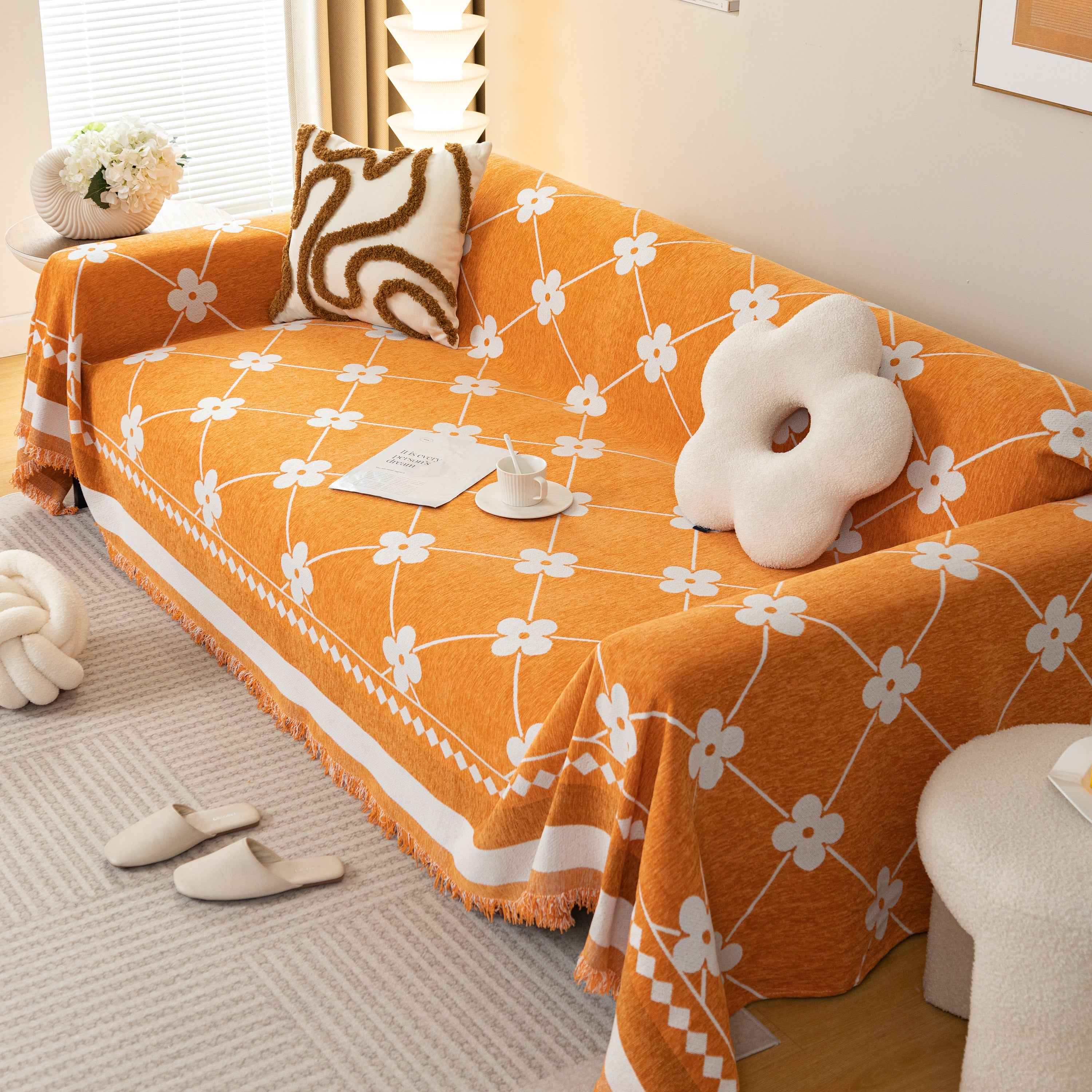 Comfy Four-Leaf Clover Hope Faith Love Luck Blanket for Couch, Chenille Scratch Proof Sofa Blanket Covers