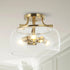 13 Inch 3-Light Brass Gold Semi-Flush Mount Ceiling Light Fixture with Clear Glass Shade