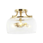 13 Inch 3-Light Brass Gold Semi-Flush Mount Ceiling Light Fixture with Clear Glass Shade