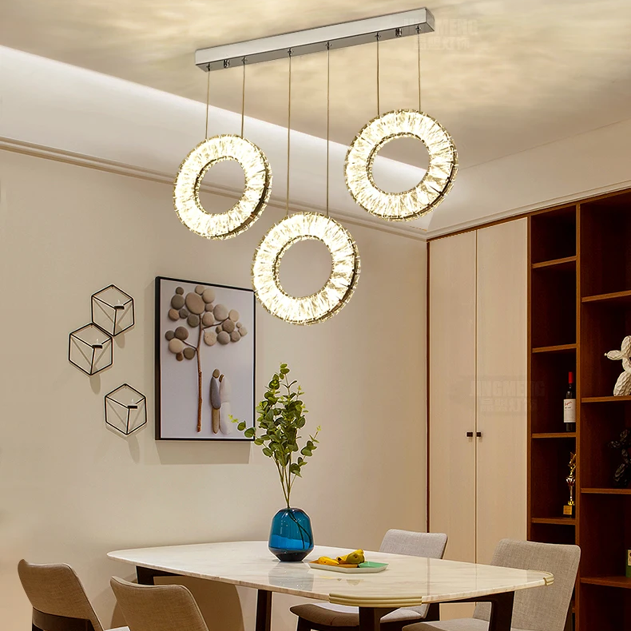 Hanging LED crystal lamp for staircase, lobby, living space, stairwell