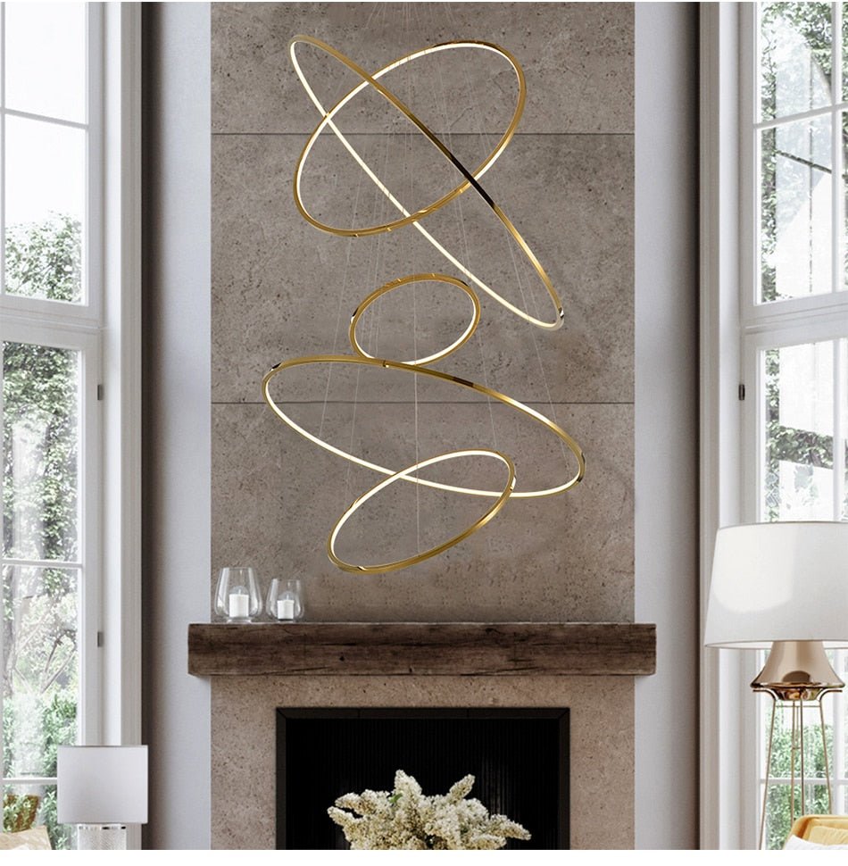 Large Ring Stainless Steel Light Fixture for Staircase