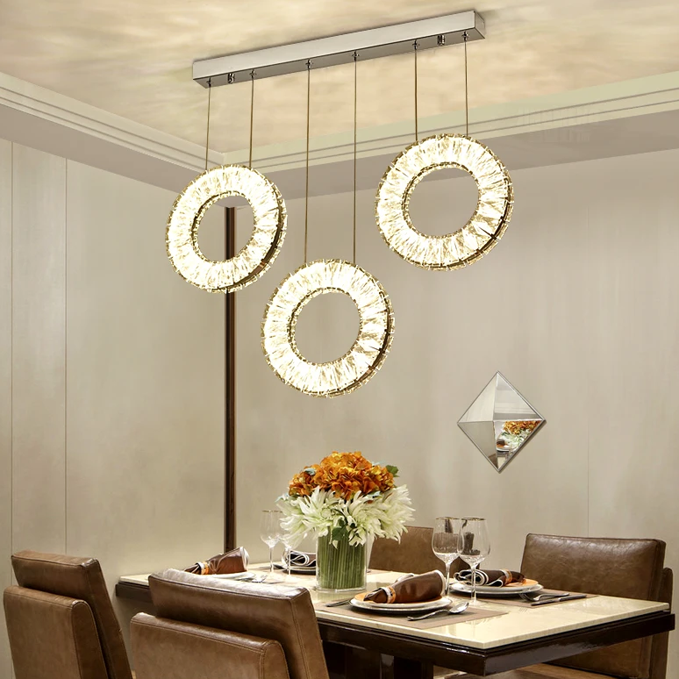 Hanging LED crystal lamp for staircase, lobby, living space, stairwell