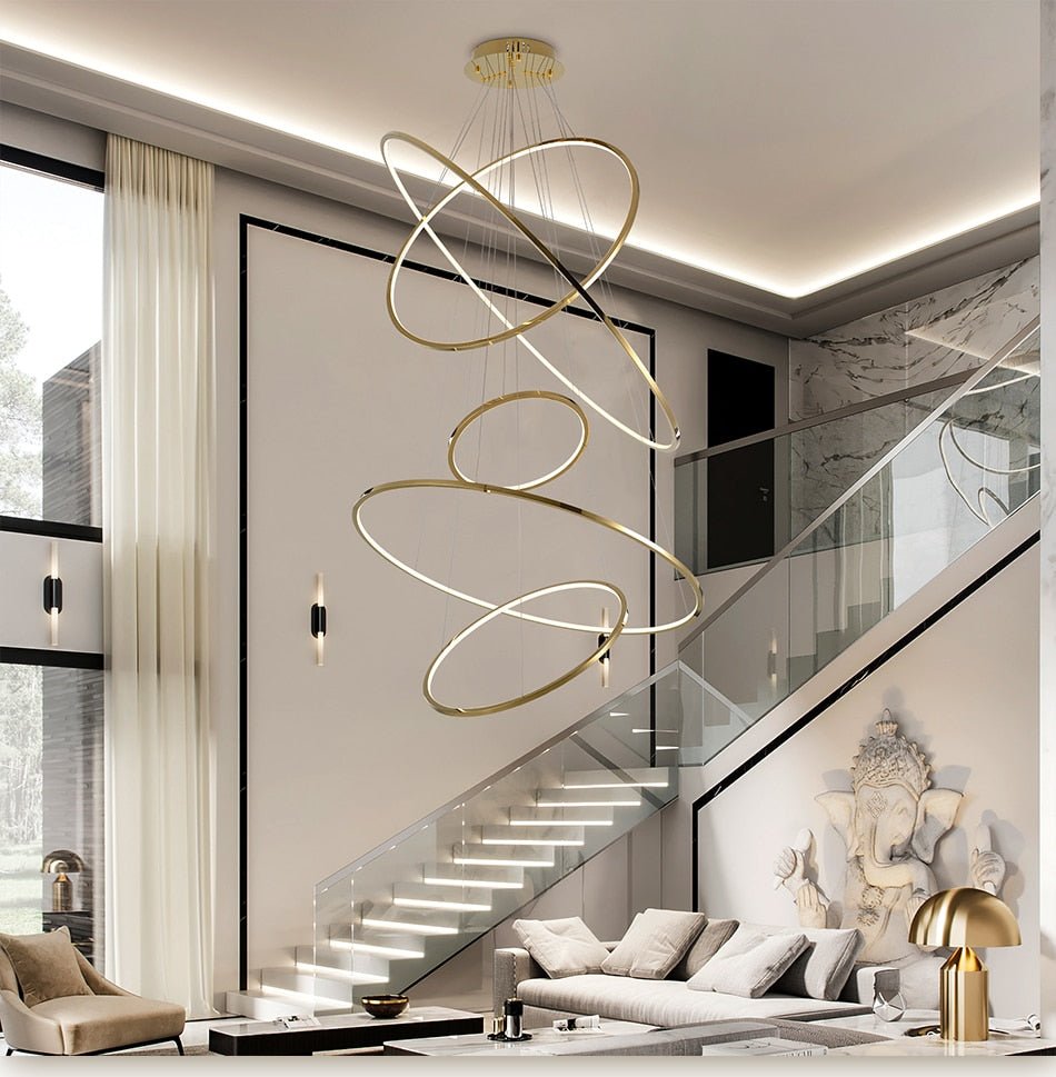 Large Ring Stainless Steel Light Fixture for Staircase