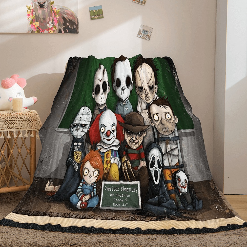 Halloween Horror Theme Flannel Fleece Throw Cosplay Blanket Sets