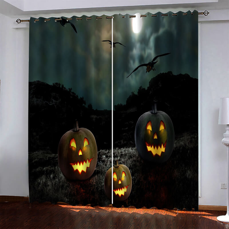 Halloween Pumpkin Decor Curtains Blackout Window Drapes
