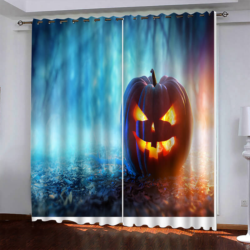 Halloween Pumpkin Decor Curtains Blackout Window Drapes