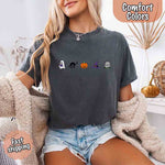 Halloween Icons Comfort Colors Shirt – Pumpkin & Ghost Fall Tee