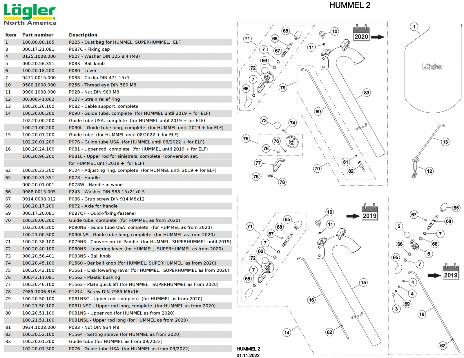 Lagler Hummel Sander P082 – Cable Support, Complete