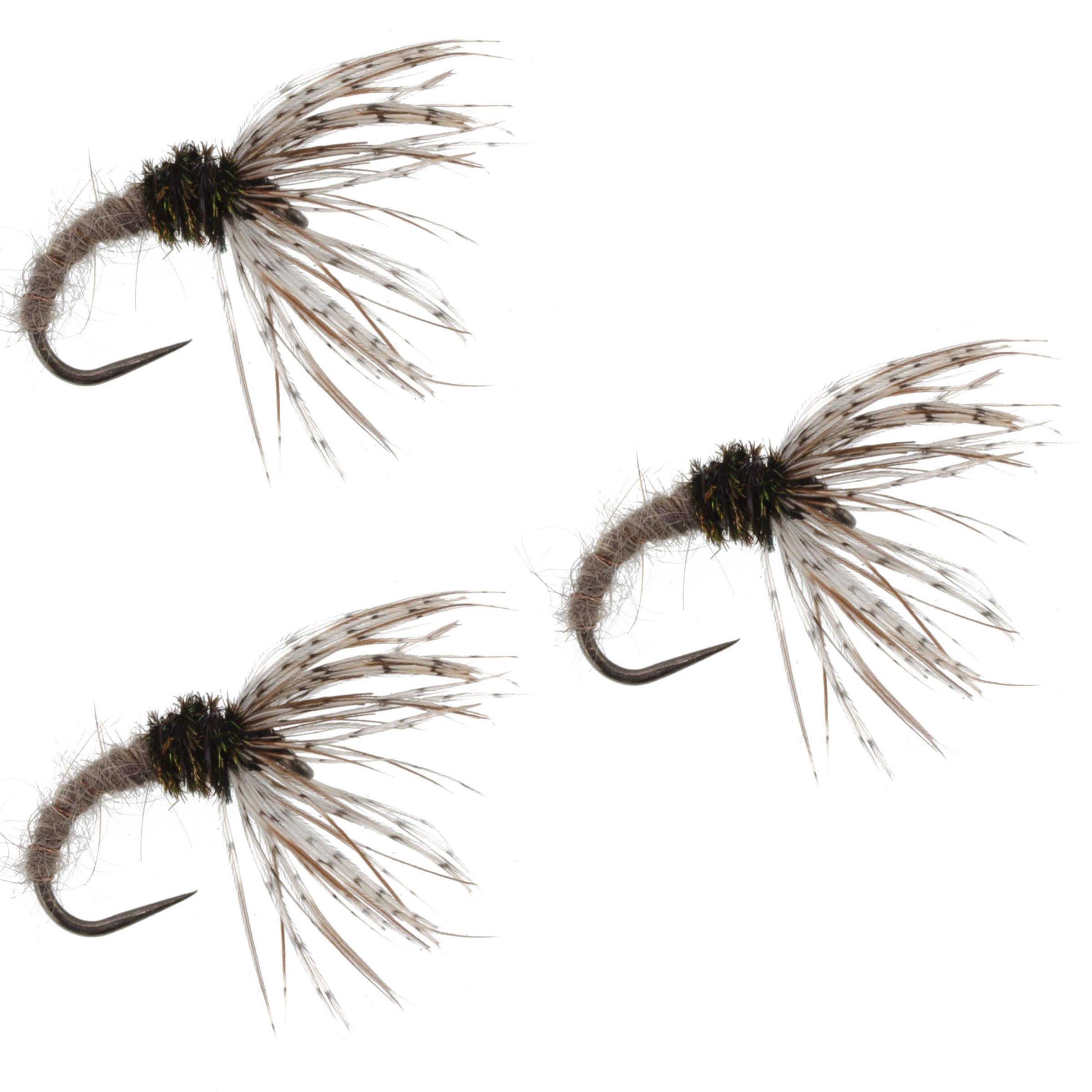 3 Pack Hares Ear Sakasa Kebari - Tenkara Flies - Size 14