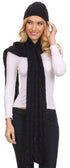 Sakkas Aaric Unisex Cable Knit Pom Pom Bobble Beanie Hat And Scarf Set