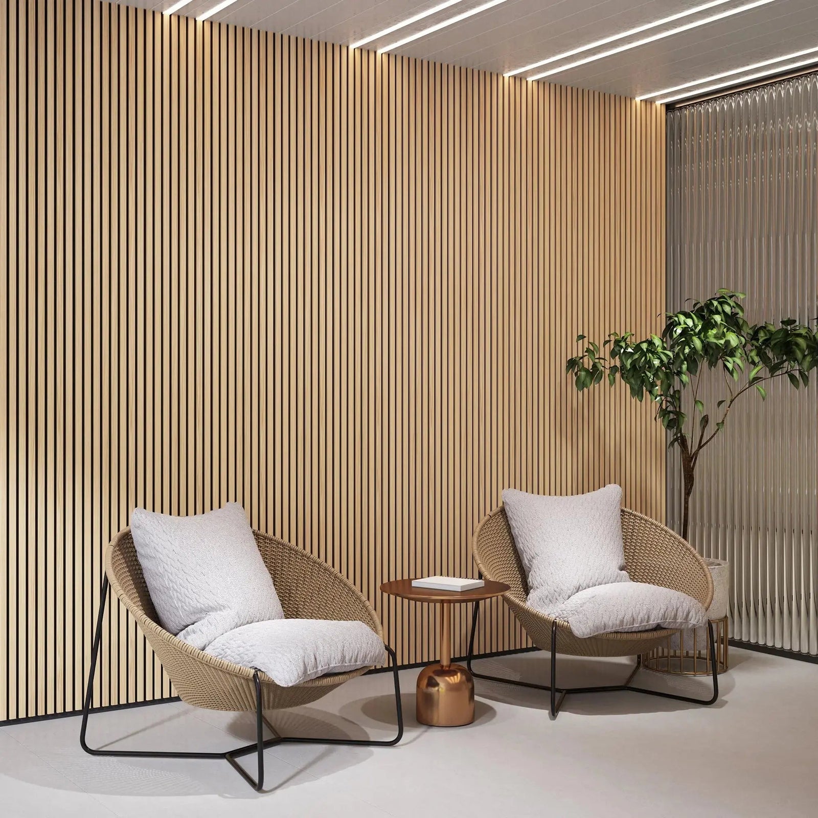 Hausvita Acoustic Solid Wood Slat Wall Panels ( 2 Panels Per Box )