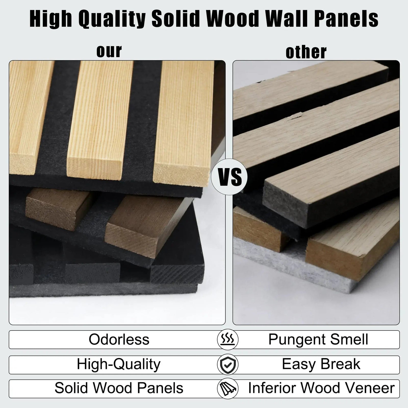 Hausvita Acoustic Solid Wood Slat Wall Panels ( 2 Panels Per Box ) -Wholesale
