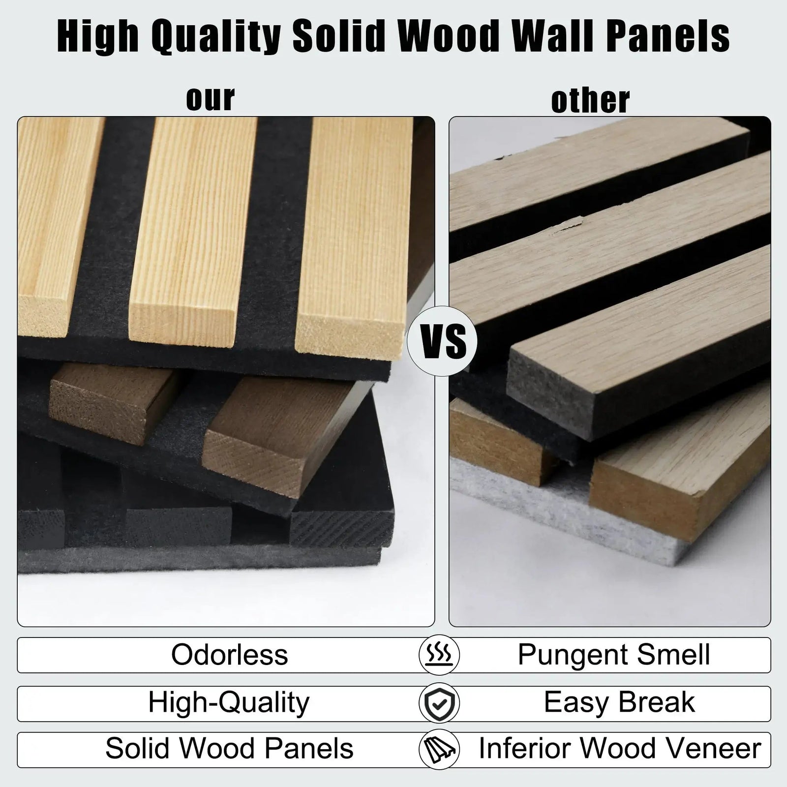 Hausvita Acoustic Solid Wood Slat Wall Panels ( 2 Panels Per Box ) -Wholesale
