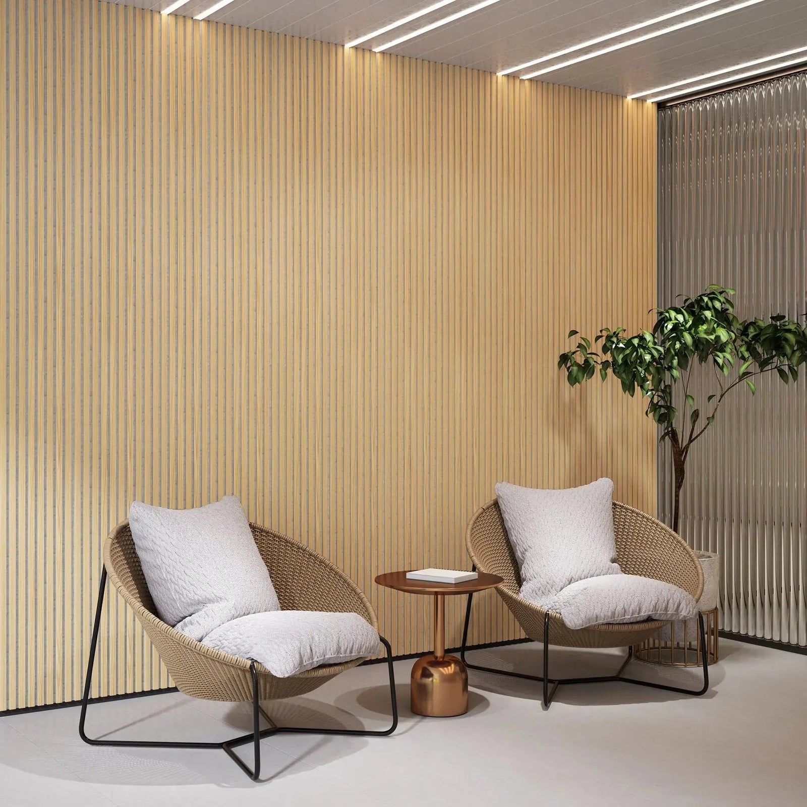 Hausvita Acoustic Solid Wood Slat Wall Panels ( 2 Panels Per Box ) -Wholesale