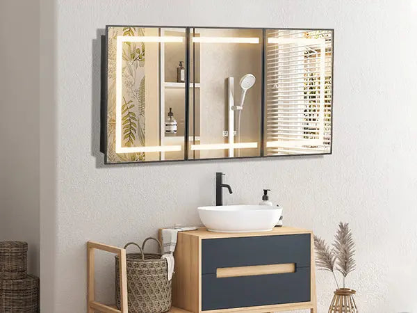 Hausvita Framed Recessed LED Light Bathroom Medicine Cabinet -Lager