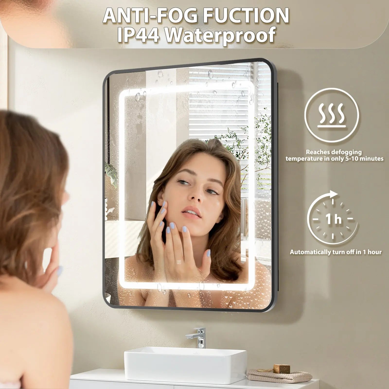 Hausvita Framed Recessed LED Light Bathroom Medicine Cabinet -small