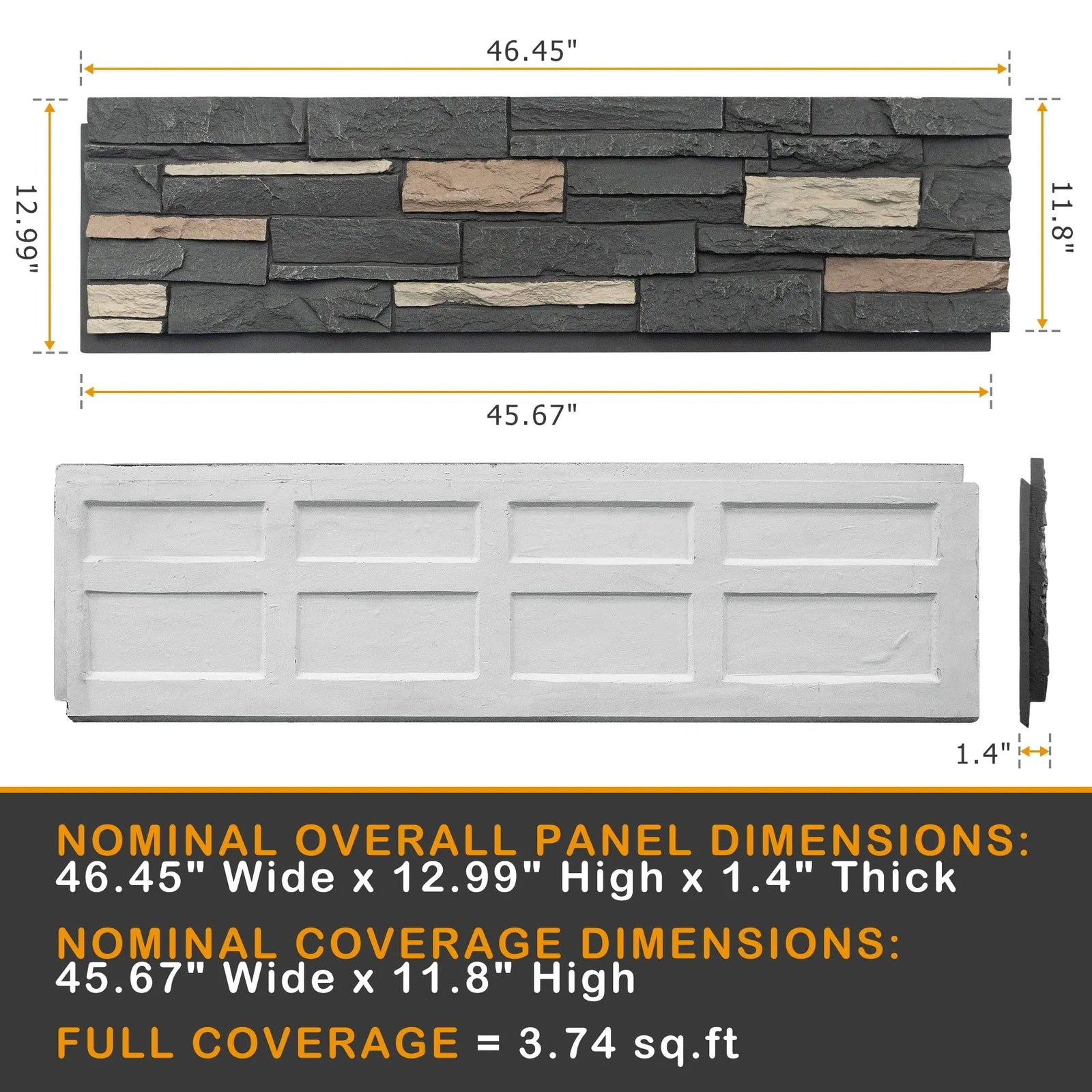 Hausvita Faux Stone Wall Siding Panel, PU Stone Veneer Exterior, 46.46