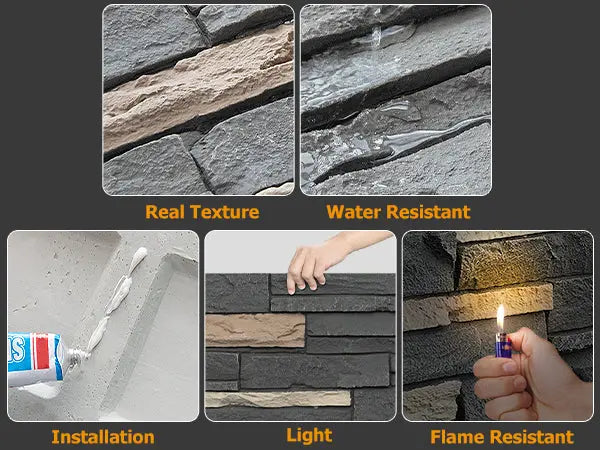 Hausvita Faux Stone Wall Siding Panel, PU Stone Veneer Exterior, 46.46