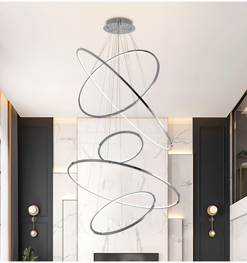 Large Ring Stainless Steel Light Fixture for Staircase