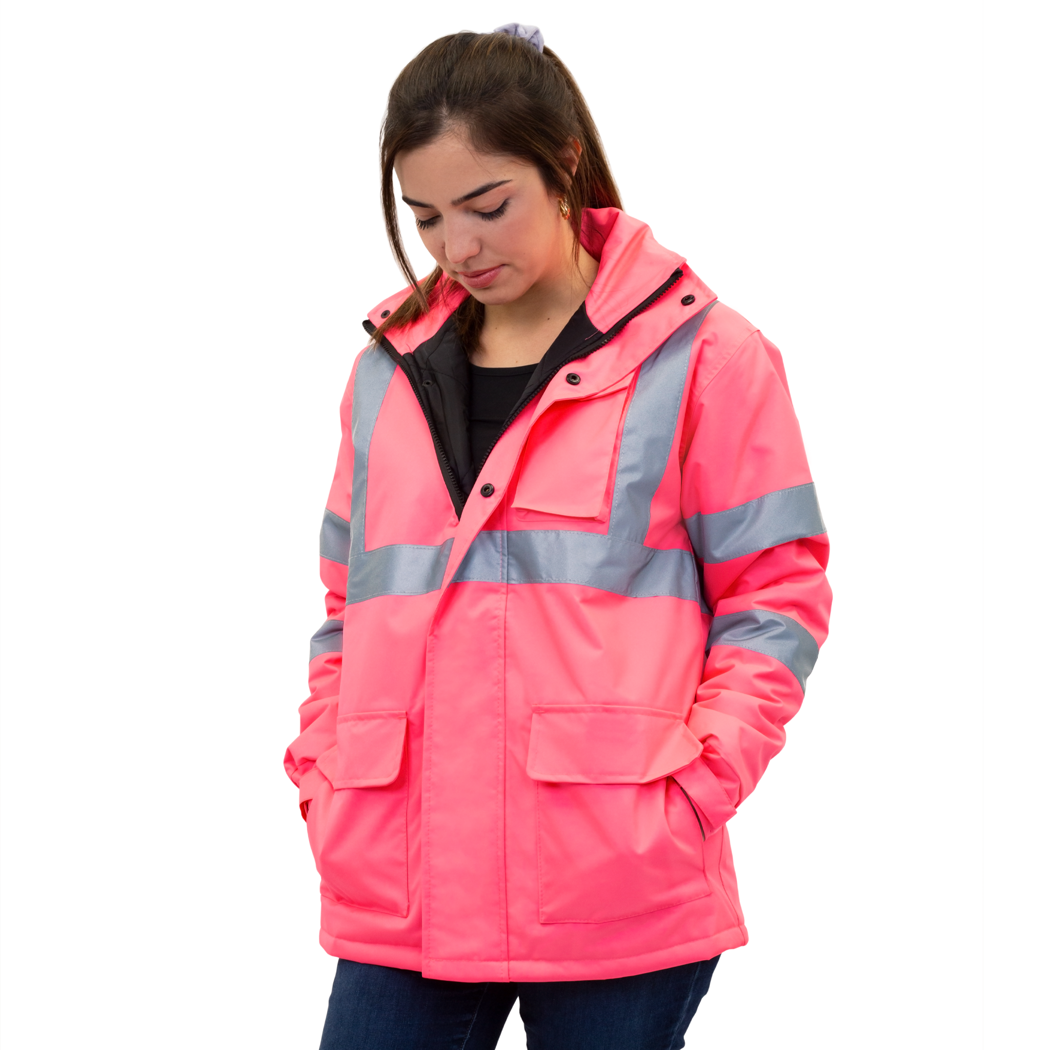 Hi-Vis Pink Safety Jacket with Reflective Stripes - PinkFit Collection