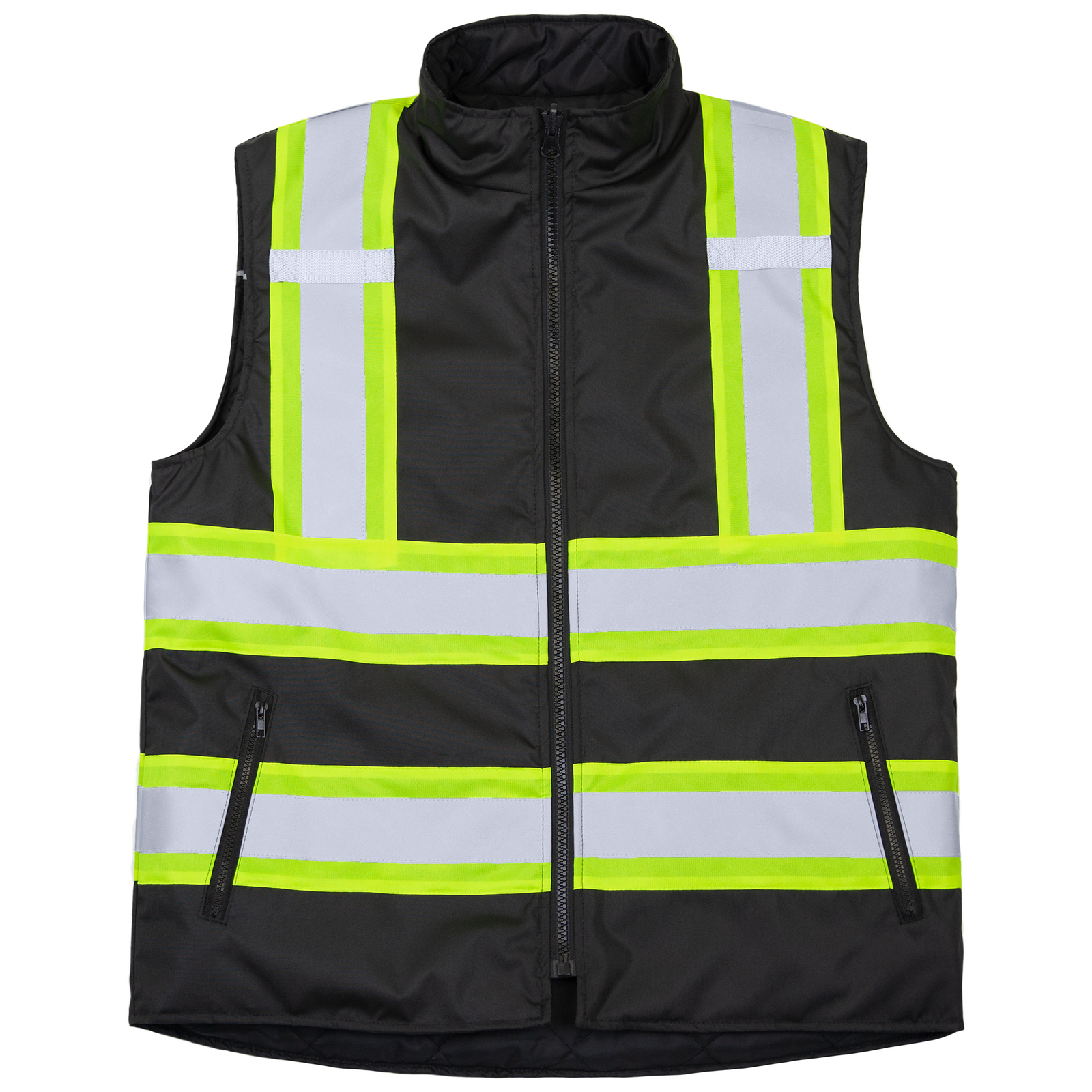 Hi-Vis Two Tone Reversible Insulated Safety Vest with Reflective Strips
