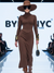 High Neck Waist-Cinched Slit Dress For Women, Elegant, Fifth Avenue, BYMANYC New York.