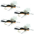 Hippie Stomper Black Tan Foam Body Grasshopper Dry Fly - 4 Flies Size 14