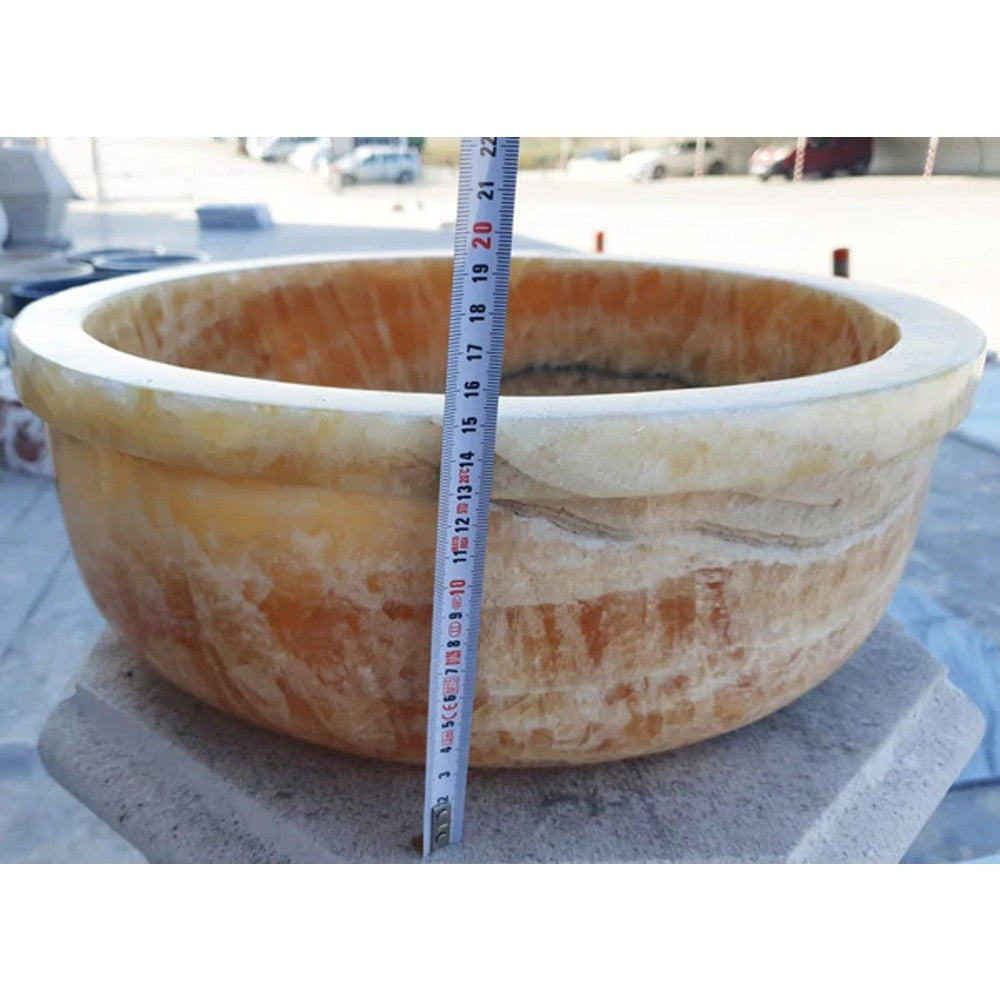 Natural Stone Honey Onyx Drop-in Vessel Sink Polished (D)16