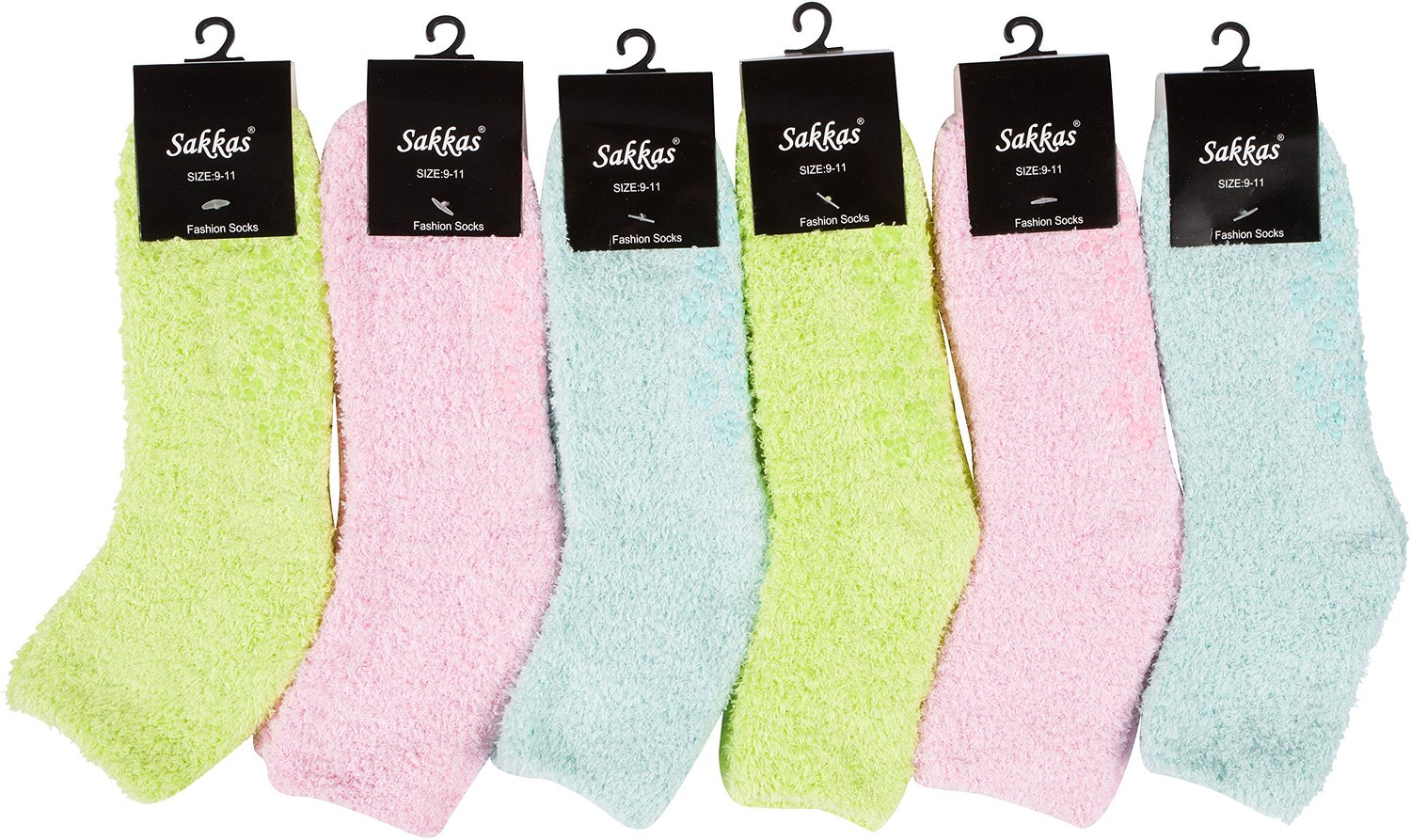 Sakkas Super Soft Anti-Slip Fuzzy Ankle Socks Value Assorted 6-Pack