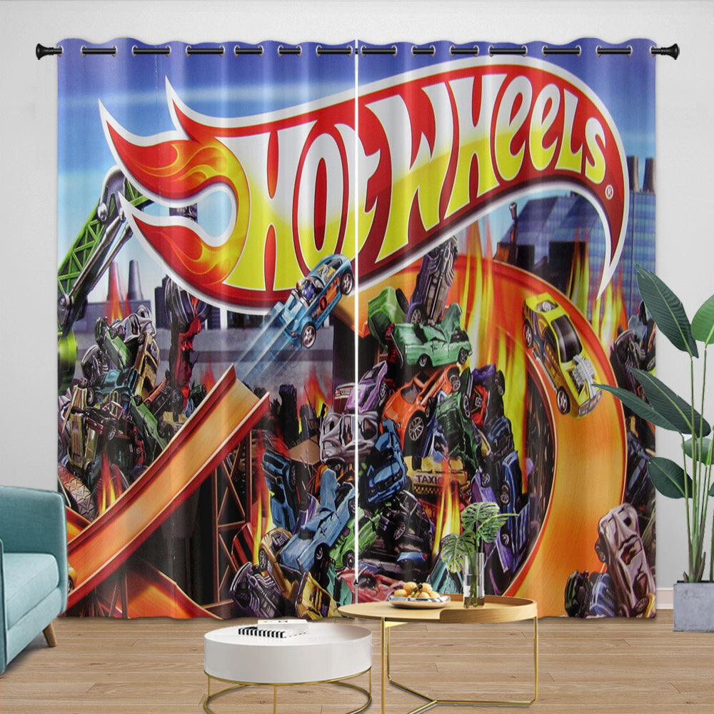 Hot Wheels Curtains Blackout Window Drapes Kids Room Decoration