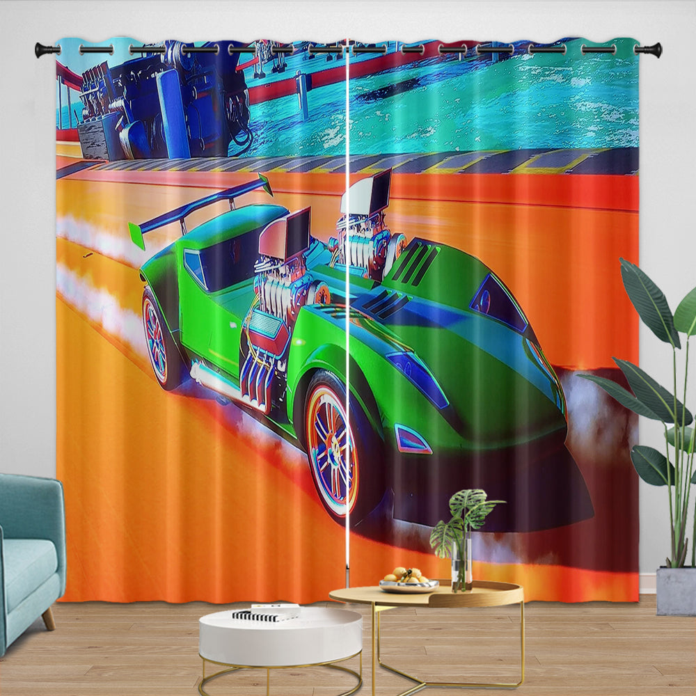 Hot Wheels Curtains Blackout Window Drapes Kids Room Decoration