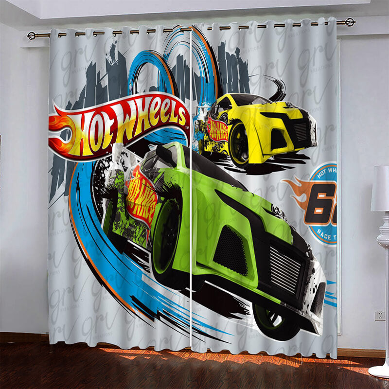 Hot Wheels Pattern Curtains Blackout Window Drapes