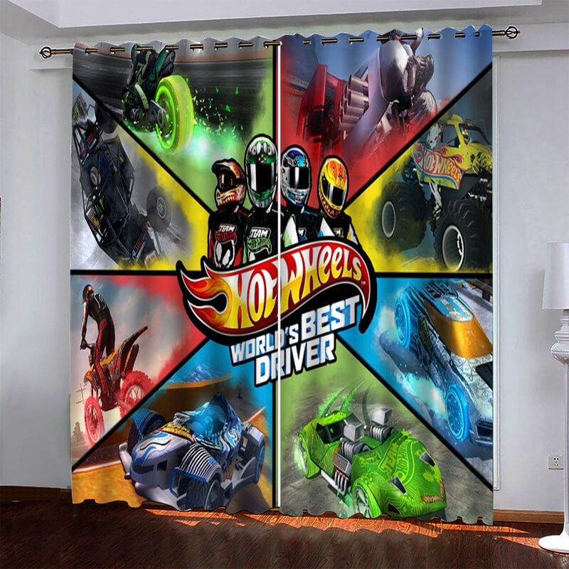 Hot Wheels Pattern Curtains Blackout Window Drapes
