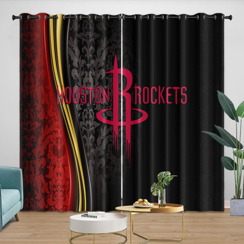 Houston Rockets Curtains Blackout Window Drapes Room Decoration