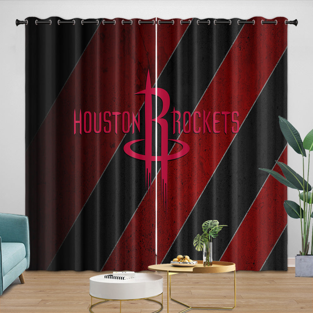Houston Rockets Curtains Blackout Window Drapes Room Decoration