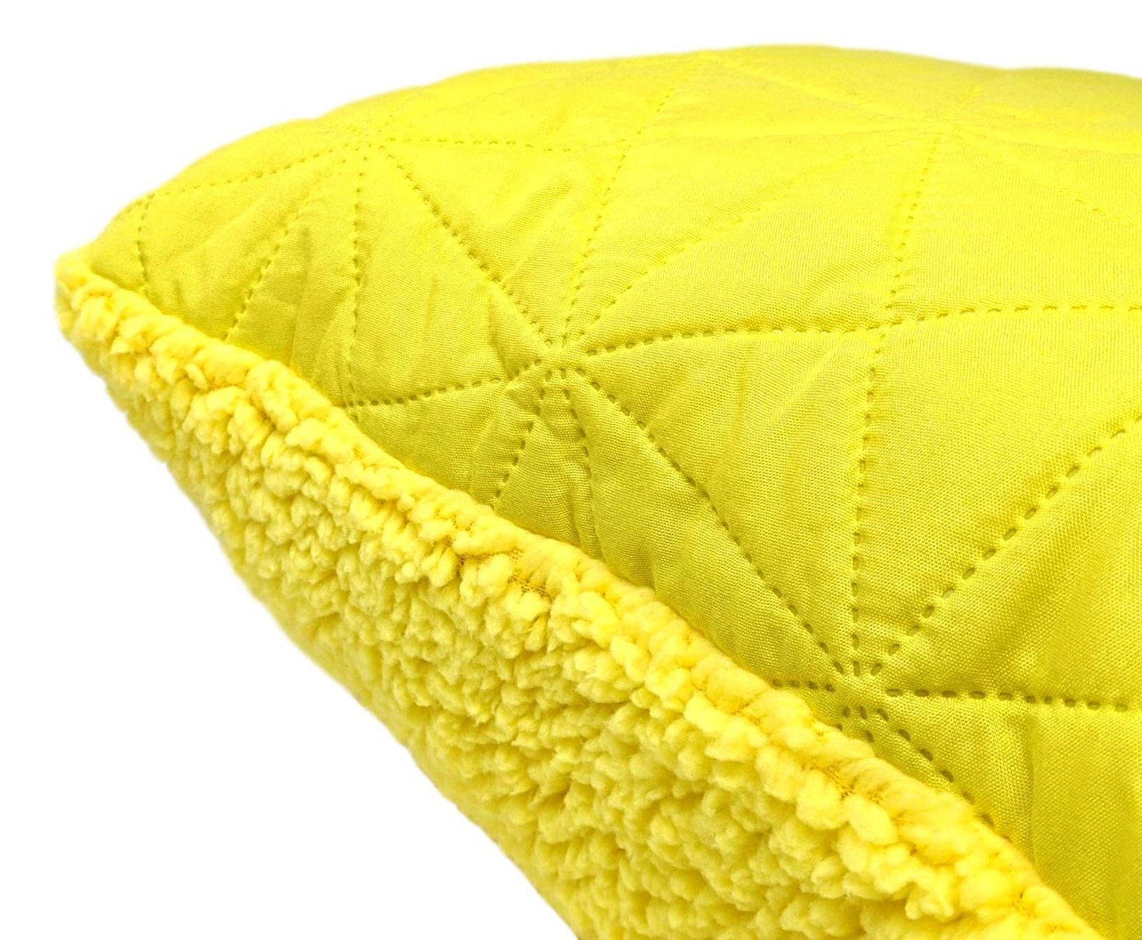 DaDa Bedding Hand-Made Tuscan Sun Yellow Sherpa Backside Quilted Throw Pillow - 18
