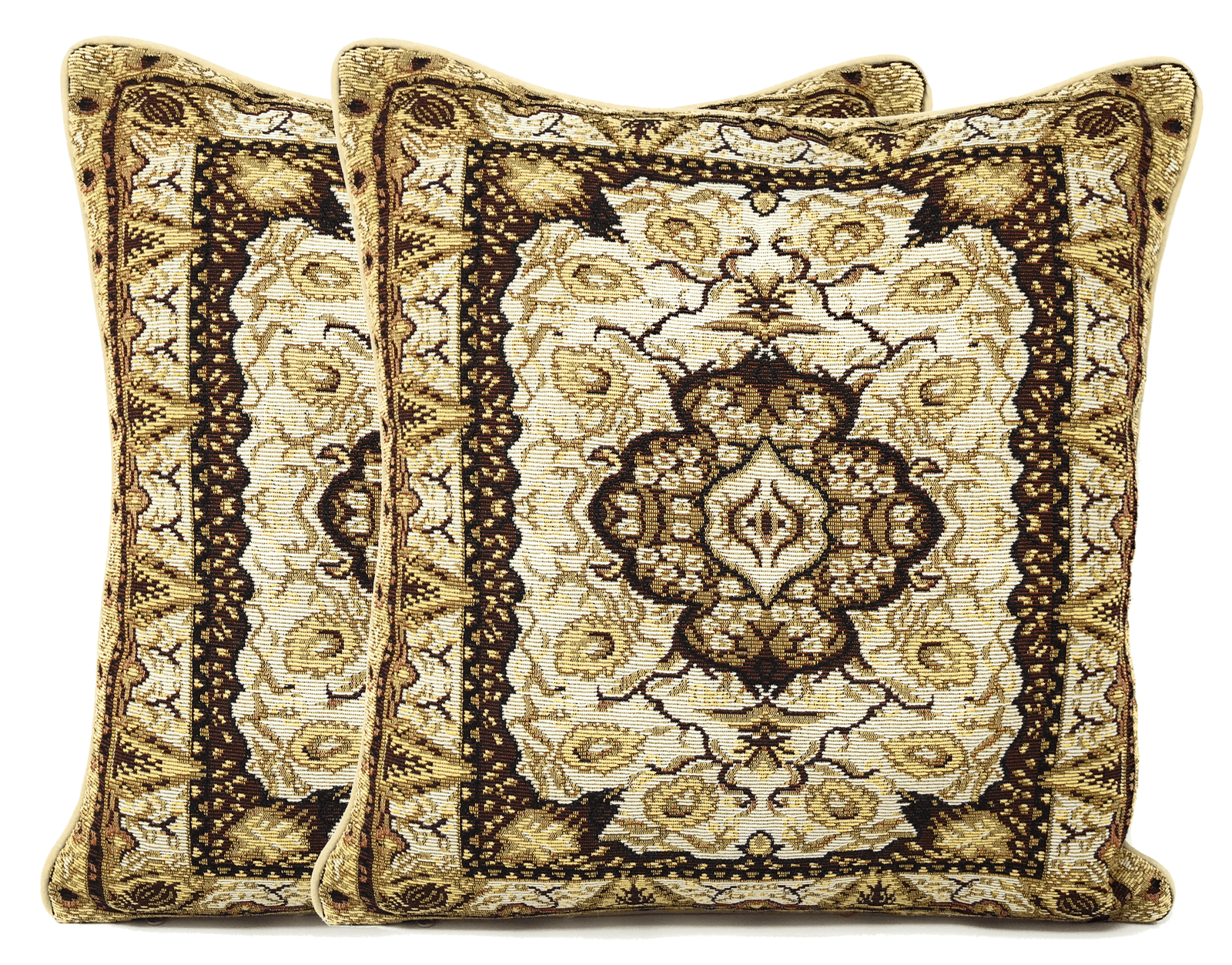 DaDa Bedding Elegant Golden Persian Style Rug Floral Tapestry Throw Pillow Covers 16