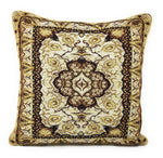 DaDa Bedding Elegant Golden Persian Style Rug Floral Tapestry Throw Pillow Covers 16" x 16"