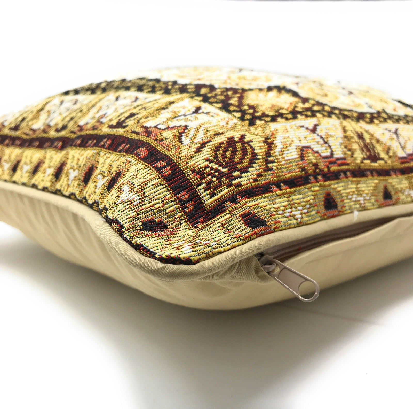 DaDa Bedding Elegant Golden Persian Style Rug Floral Tapestry Throw Pillow Covers 16