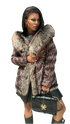 Leopard Genuine Silver Fox Fur Parka with Rabbit Fur Insulation