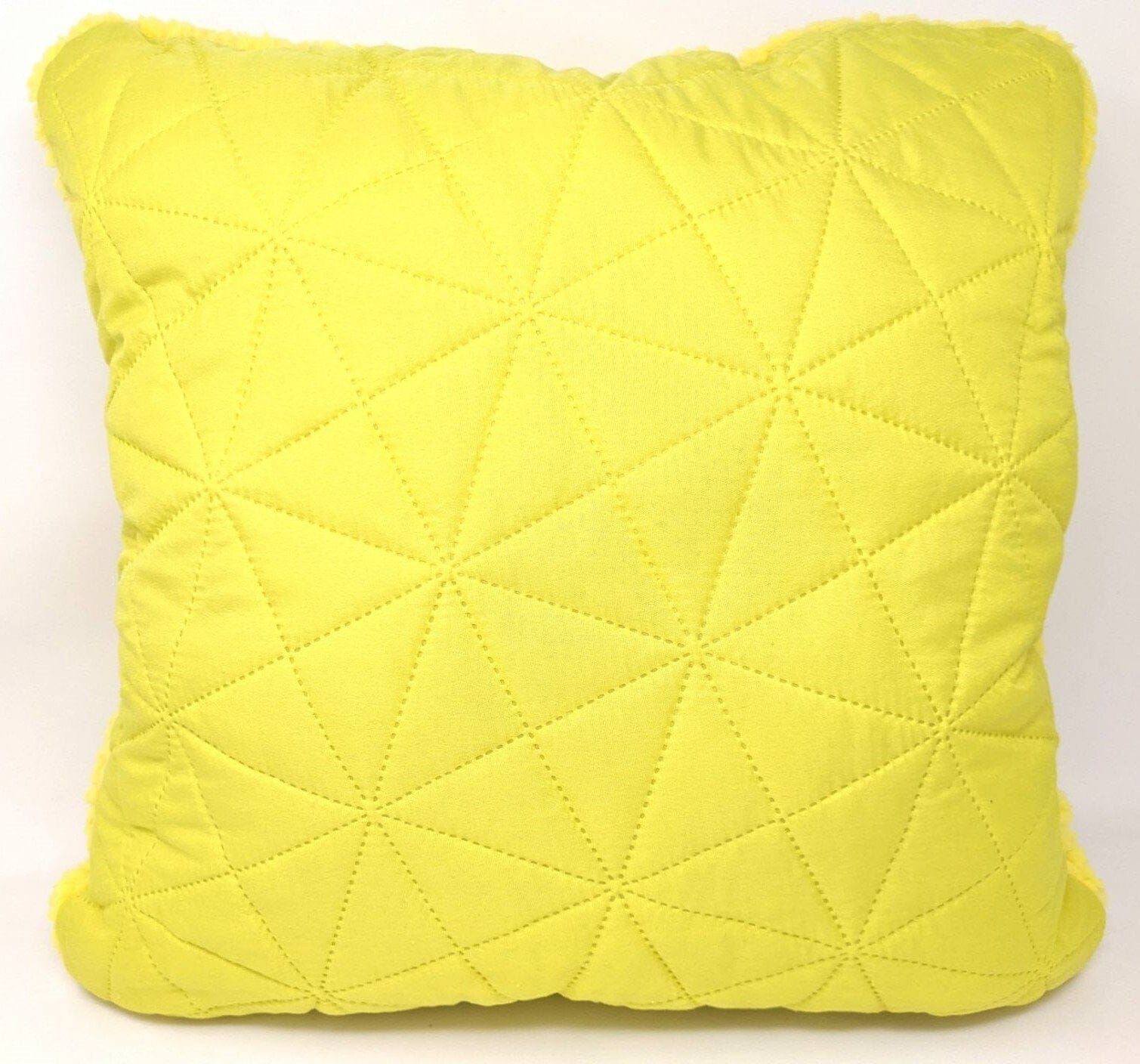 DaDa Bedding Hand-Made Tuscan Sun Yellow Sherpa Backside Quilted Throw Pillow - 18