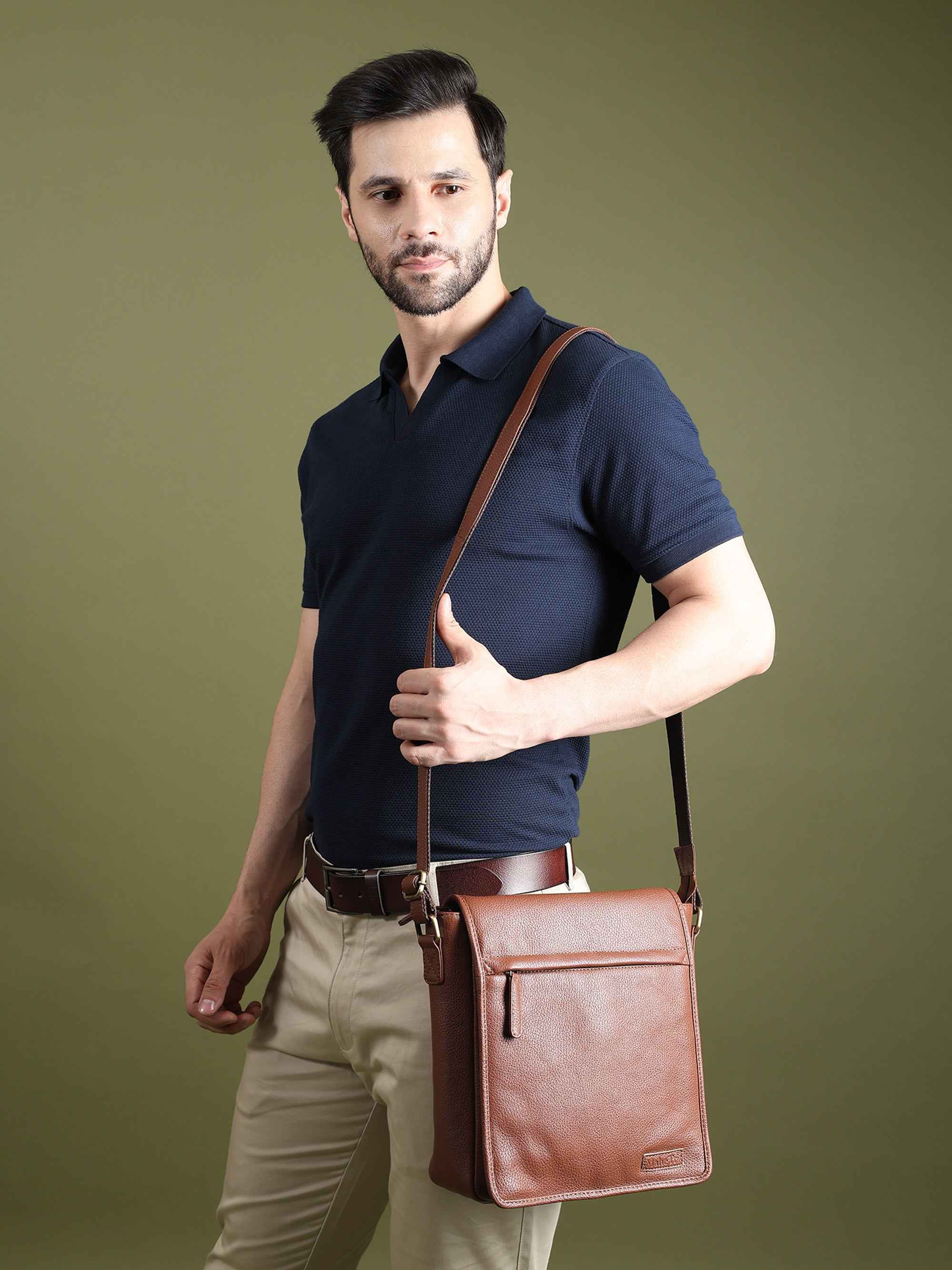 Leather Crossbody Bag for Travel Work