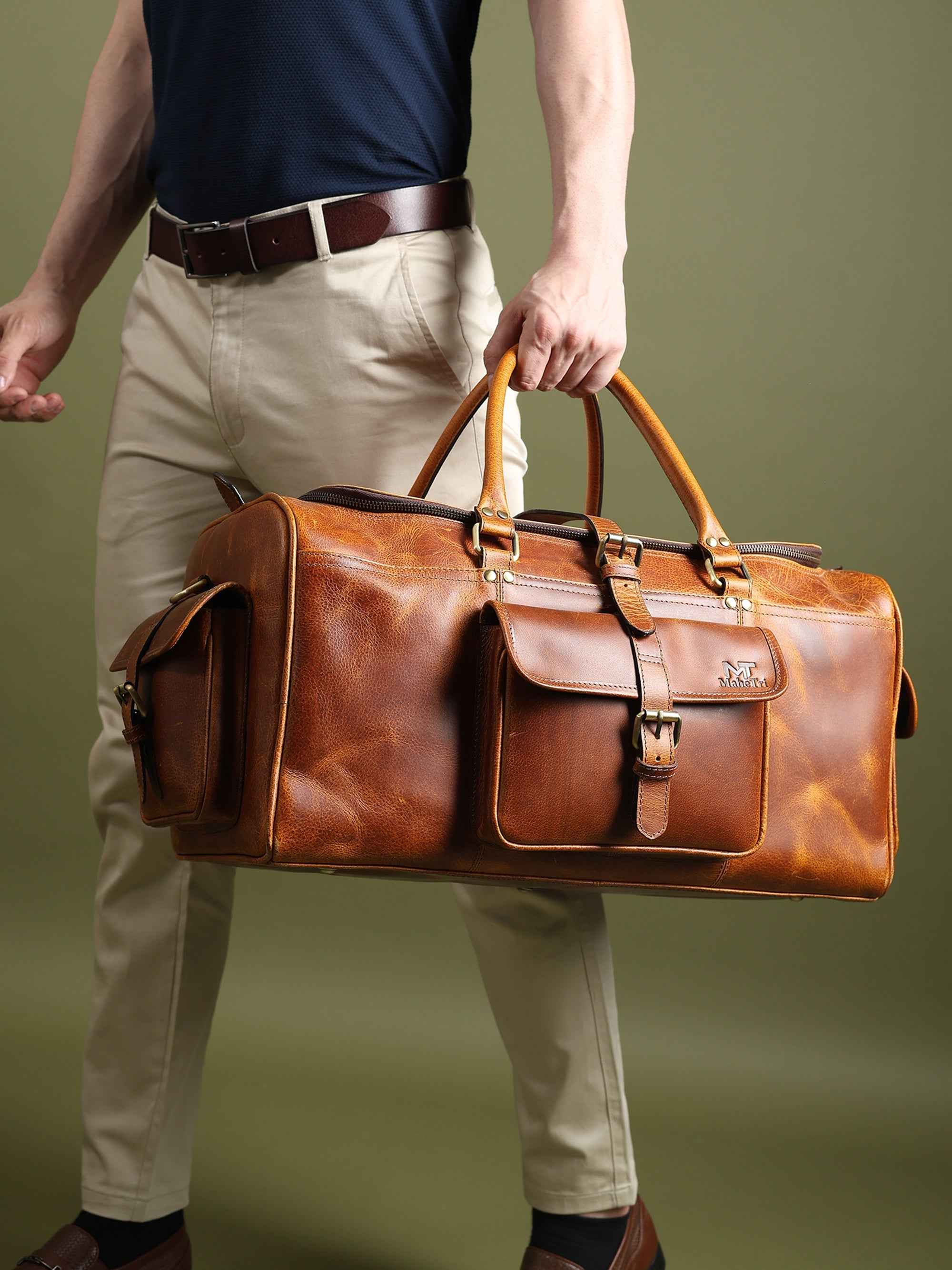 Berlin Leather Weekender Duffle Bag