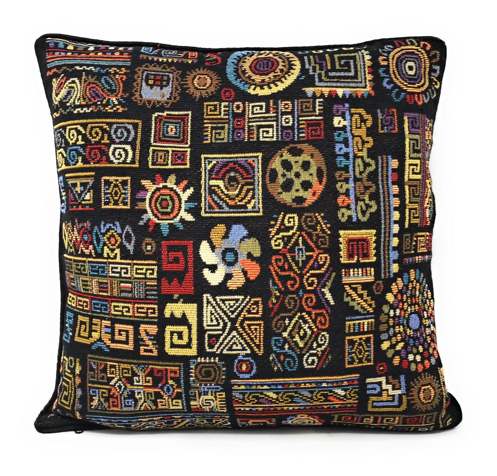 DaDa Bedding Ethnic Ornaments Geometric Black Tapestry Throw Pillow Covers 16