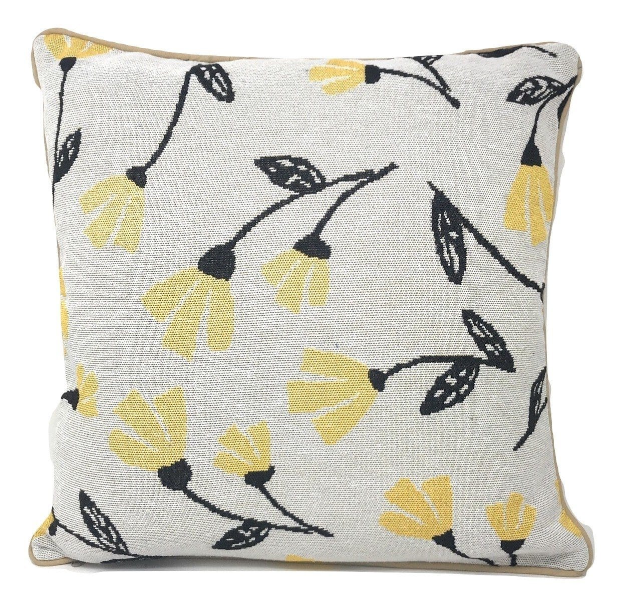 DaDa Bedding Yellow Fleur Floral Botanical Spring Tapestry Throw Pillow Cover, 16" x 16" (18112)