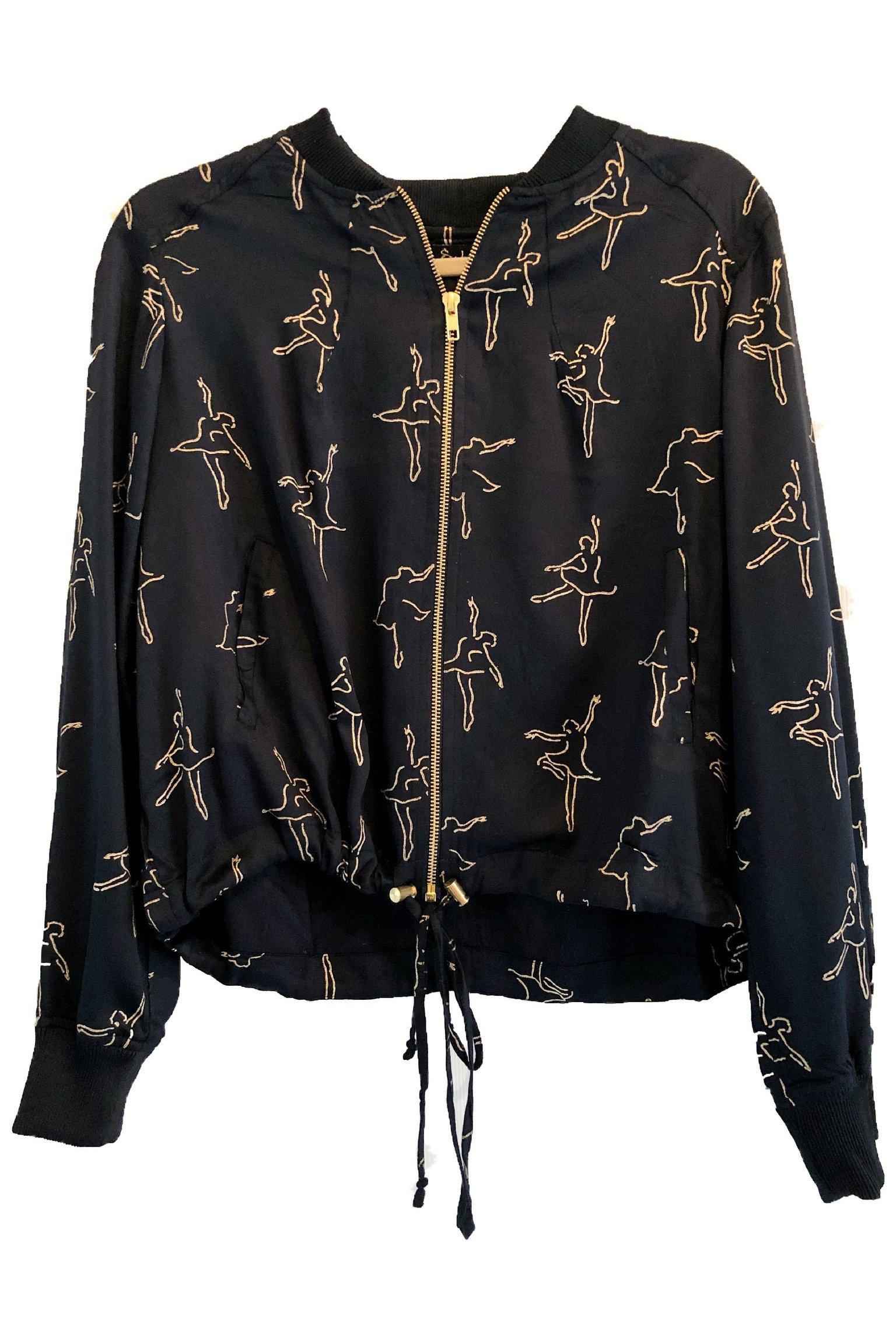 Dancing Ballerina Bomber in Black + Gold