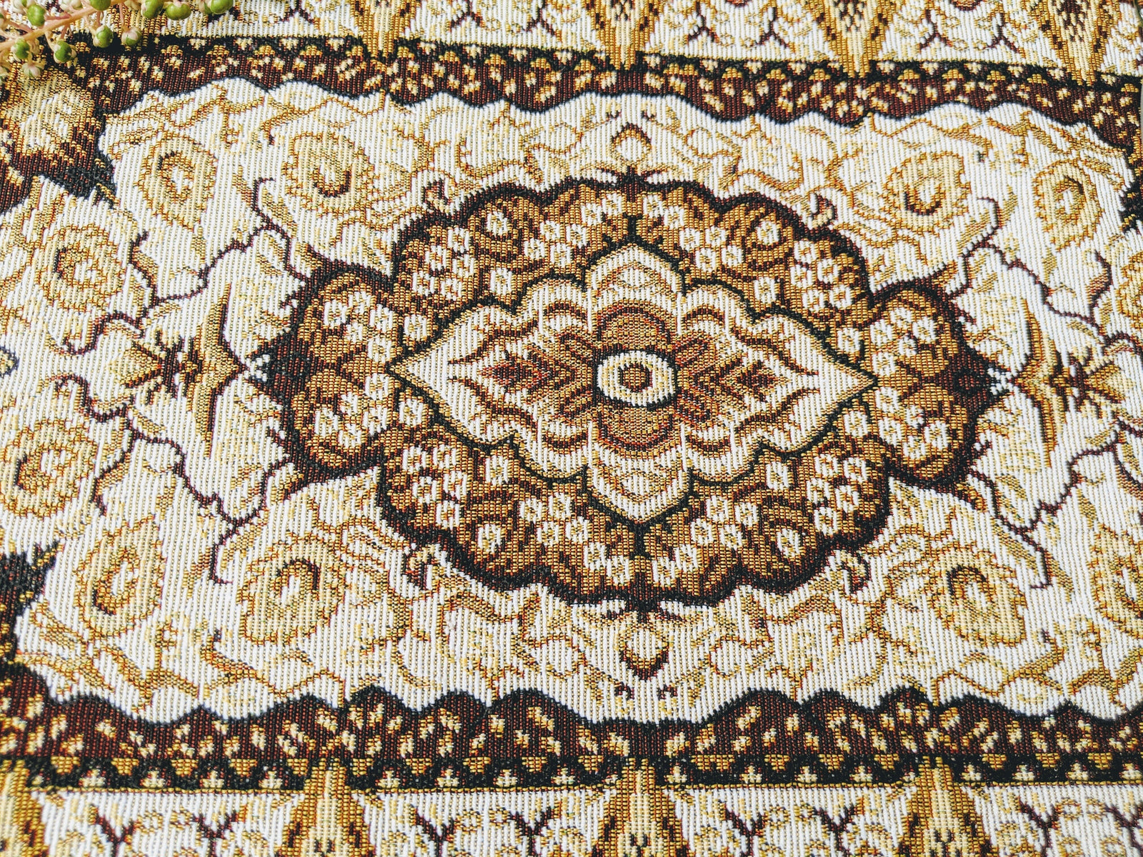 DaDa Bedding Set of 4-6 Pieces Royal Persian Style Rug Golden Brown Floral Tapestry Placemats 13” x 19” (18119)