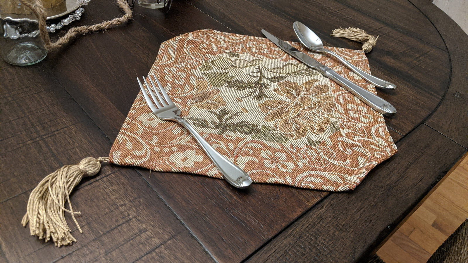 DaDa Bedding Set of 4-Pieces Nature Garden Floral Roses Tapestry Table Dining Cloth Runner Set - 13